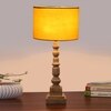 Devansh Yellow Cotton Table Lamp With  Wood Natural Base (7X7X21.25 Inches)-6