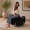 Doe Buck Regent Channel Tufted Velvet Ottoman Stool in Black Colour with Rose Gold Legs