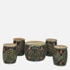 Ethnic Handcrafted Painted Metal Coffee Table with 4 Stools in Multicolour Finish Set of 5