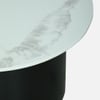 Metalwork Round Metal Nesting Coffee Table Set Black Finish White Porcelain Top Set Of 2