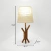 Vrikshya Wooden Table Lamp with Brown Base and Premium White Fabric Lampshade