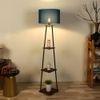 Rosemary Blue Cotton Floor Lamp with Solid Wood