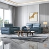 Linaro Leather Two Seater Double Motor Recliner In Blue Colour