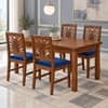 Globally Indian Mayura Solid Sheesham Wood 4 Seater Dining Table Set 4 Chairs Navy Blue