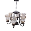 Eliante Golden Chandelier, 6 Lights, Mild Steel Frame With Glass Shades – Elegant Modern Ceiling Light