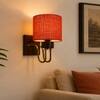 Devansh Metal Electric Wall Light in Black Colour with Off-white Shade Count of 1 Light