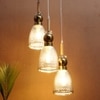 Eliante Cluster Hanging Lights Mild Steel, Wood & Glass Material Antique, Brown & Smoky Black Finish