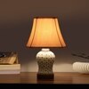 Devansh Off-White Cotton Rectangular Shade Lamp With Wood & Mosaic Glass Base For Decoration/Office/Home/Gifting/Study For Decoration/Office/Home/Gifting/Study