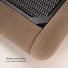 Ripple Fabric King  Size Bed With Hydraulic Storage (Coffee Oak Brown Finish, Tuscan Almond Colour)