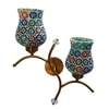 Devansh Metal Electric Wall Light in Gold Colour with Multi Shade Count of 2 Lights