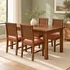 Globally Indian Trikona Solid Sheesham Wood 4 Seater Dining Table Set 4 Chairs Terracotta Orange