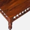 Nilaya Sheesham Wood Nesting Coffee Table Set in Honey Oak Finish with Cushioned Stools