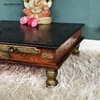 D'Dass Copper Mdf and Sheesham Wooden Pooja Chowki With Drawer