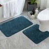 Luxe Home Polyester Newman Contour Bath Mat Set of 2 (Teal 45x75 cm & 40x45)