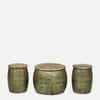 Regal Metal Coffee Table with 2 Stools in Gold Finish Set of 3