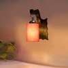 Devansh Solid Wood Electric Wall Light in Brown Colour with Orange Shade Count of 1 Light