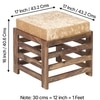 Houston Sheesham Wood Contemporary Set of 2 Stools in Beige Sparkle Velvet, Teak Finish
