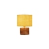 Desdra Yellow Jute Table Lamp with Natural Wood Base