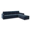 Apollo Compact Sofa (Colour : Sea Port Blue Velvet, Cushion : Soft, Back Type : Regular, Seating Capacity : Right Aligned 3 Seater + Right Aligned Chaise + Ottoman)
