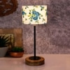 Maxton Multicolour Fabric Shade Table Lamp with Natural Wood & Iron Base