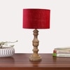 Devansh Maroon Jute Table Lamp With G Wood Natural Base -(7X17.5 Inches)-12
