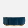 Brit Round Upholstered Coffee Table With Ms Base In Gold Colour & White Stone Top