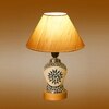 Devansh Conical Off White Cotton Shade Lamp With Wood & Mosaic Glass Base For Decoration/Office/Home/Gifting/Study For Decoration/Office/Home/Gifting/Study -(10X10X14.5) Inches -A