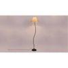 Ruby Beige Natural Fiber Floor Lamp with Black Iron Base