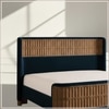 Heritage Cane Upholstered King Size Bed in Linen With Oak wood Frame