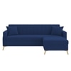 Convil Velvet L Shape 4 Seater Sofa in Navy Blue Color