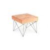 Asansol Sheesham Wood Accent Square Stool     in Melon Pink Cotton Velvet Upholstery