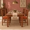 Globally Indian Surya Solid Sheesham Wood 4 Seater Dining Table Set 4 Chairs Terracotta Orange