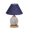 Devansh Conical Blue Jute Shade Lamp With Wood & Mosaic Glass Base For Decoration/Office/Home/Gifting/Study For Decoration/Office/Home/Gifting/Study -(10X10X14.5) Inches -A
