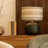 Fern Handicrafted Table Lamp in Frosted Green and Printed Colour