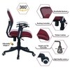 Aaeroa Low Back Ergonomic Chair in Maroon Colour