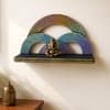 Multishade Colour Solid Wood Handcarved Indradhanush Floating Wall Shelf with distres finish by DisooFashions