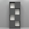 8 Shelves Semi Open Multipurpose Matrix Kitchen Cabinet In Slate Grey Finish