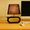 Devansh Black Cotton Table Lamp With  Wood Black Base -3