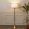 Colorado Single Light Floor Lamp In Black & Brass Finish With Cotton Fabric Shade