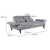 Barret 3 Seater Fabric Sofa in Grey Ice Colour