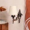 Devansh Metal Electric Wall Light in Antique Gold Colour with off-white Shade Count of 1 Light
