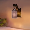 Devansh Solid Wood Electric Wall Light in Brown Colour with Blue Shade Count of 1 Light