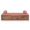 Harvey Diwan in Teak Finish with Coral Fabric Colour