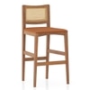 Weber Solid Wood Bar Chair In Amber Walnut Finish and Nappa Tan Leatherette Colour
