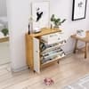 Hexa Red Engineered Wood Shoe Rack in Giant Wood and Frosty White Colour