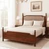 Camille Solid Wood Box Storage Queen Bed in Provincial Teak Finish with Pink Colour