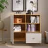 Hexa Engineered Wood Bookshelf Multipurpose Storage Rack in Giant Wood and Frosty White Colour