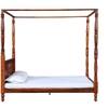 Rangrez Sheesham Wood Queen Size Non Storage Poster Bed in Honey Oak Finish