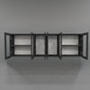 Aluminium Black Profile 6 Fluted Glass Handless Shutters Wall Cabinet In Slate Grey Finish