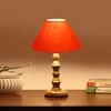 Devansh Orange Cotton Table Lamp With  Wood Natural Base -(10X10X16) Inches)-30